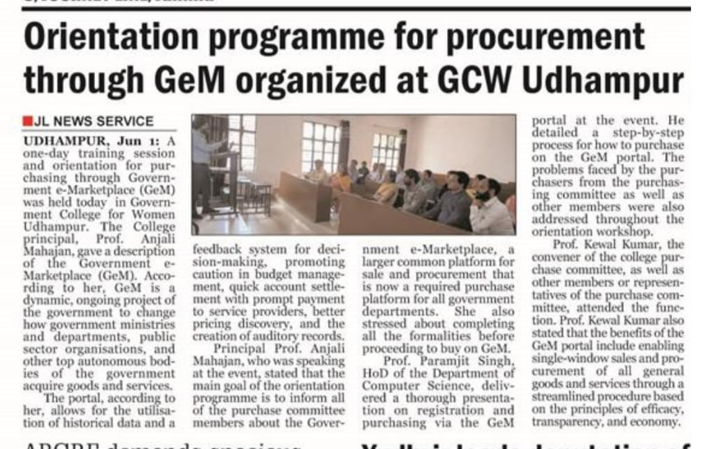 Orientation programme for procurement through gem